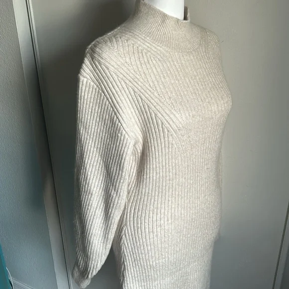 New H & M Fitted Mock Neck Plush Ribbed Long Sleeve Sweater Dress - Picture 2 of 12